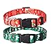 Christmas Dog Collars - 2 Pack Collar Set for Dogs Quick Release Buckle Red & Green 14