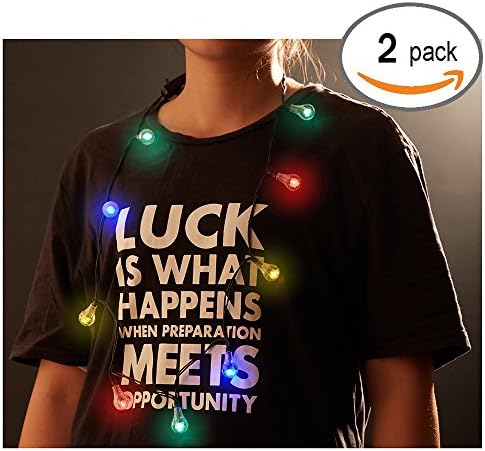 YIISUN LED Light Up Christmas Bulb Necklace Halloween Lights String Light Party Favors (Pack of 2)
