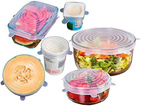 Cozypony Silicone Stretch Lids Reusable, Durable, Heat Resistant and Expandable Covers Fit for Various Containers, 6-Pack (White)
