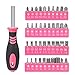REXBETI 112-Piece Pink Tool Kit, Ladies Premium Solid and Real Hand Tool Set with Easy Carrying Round Pouch, Perfect for Household Projects, Home Maintenance and Dorm Repair