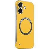 Omio Magnetic Slim Case for iPhone 16 Compatible with MagSafe, Frosted Matte PC Ultra-Thin Bumper Frameless Borderless Minimalist Design Shockproof Cover for Men Women, Yellow