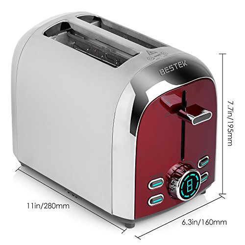 image for Toasters, BESTEK 2-Slice Toaster Stainless Steel Digital Display with 