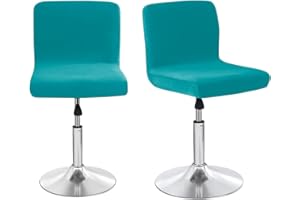 SONNACH Bar Stool Covers, Velvet Barstool Slipcovers with Back, Slipcovers for Short Stool (2, Turquoise)