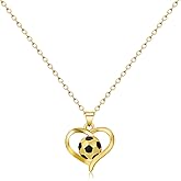HANRESHE Soccer Ball Necklace Pendant for Girls Sports Jewelry 14K Gold Plated Soccer Cross Necklace for Boys Soccer Player Gifts