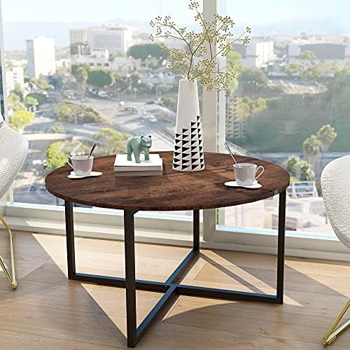 HOMERECOMMEND Round Coffee Table Kitchen Dining Table Modern Tea