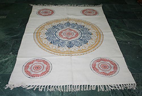 NEW LISTING Ombra Mandala 100% Cotton Kilim Rug Carpet Floor Handmade Rectangle 72"x48 Rug