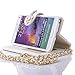 Note 4 Case,Samsung Galaxy Note 4 Case, Welity White Color Bling Rhinestone Camelliae Stylish PU Leather Flip Wallet Credit ID Card Slot Holder Wrist Wrap Chain Phone Case With Stand Cover for Samsung Galaxy Note 4 and one gift