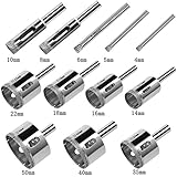 Stop Now 12 Pcs Diamond Drill Bits - Glass and Tile Hollow Core Drill Bits Extractor Remover Tools Hole Saws for glass, ceramics, porcelain, ceramic etc