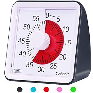 Yunbaoit Visuele Analoge Timer,Stille Countdown Clock, Time Management Tool voor kinderen en volwassenen (zwart)