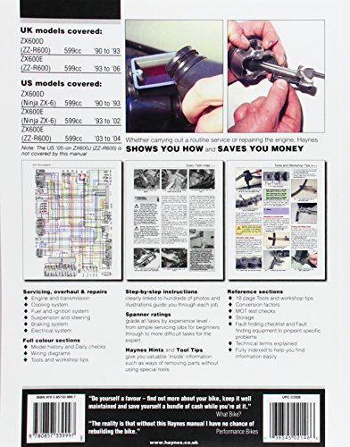 Kawasaki ZX600 (ZZ-R600 & Ninja ZX-6) '90 to '06 (Haynes Service & Repair Manual) - Thumbnail 2