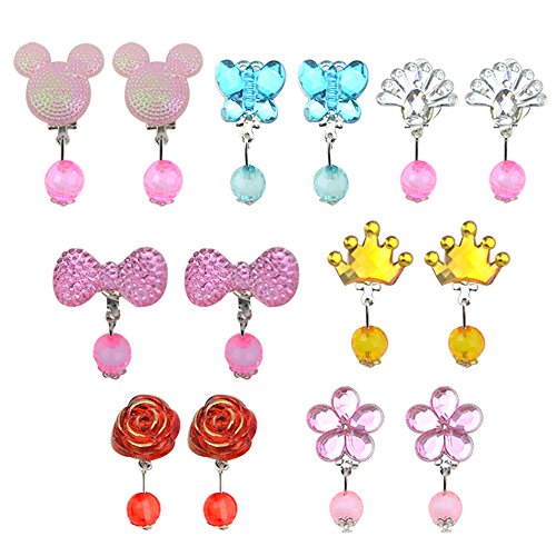 Baby Kids Little Girl Play Clip-on Earrings,Pretend Play Dress Up Accessories Toy Jewelry Clip-on Earrings (Shiny Style) - Thumbnail 5