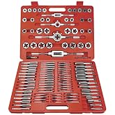 WAKUKA 110 Piece Tap and Die Set（SAE&amp;METRIC）Threading Tool Set With Storage Case | Metric Tap and Die Set | Rethreading Kit | Tap Set | Tap and Die Kit