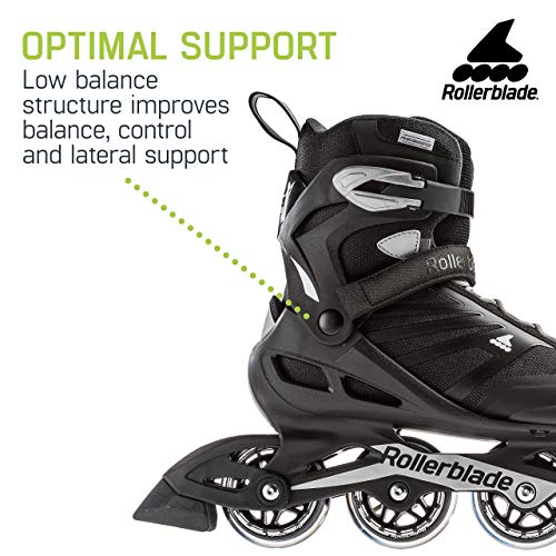 Rollerblade Zetrablade Men's Adult Fitness Inline Skate, Black/Silver, US Men's 6 (Renewed)