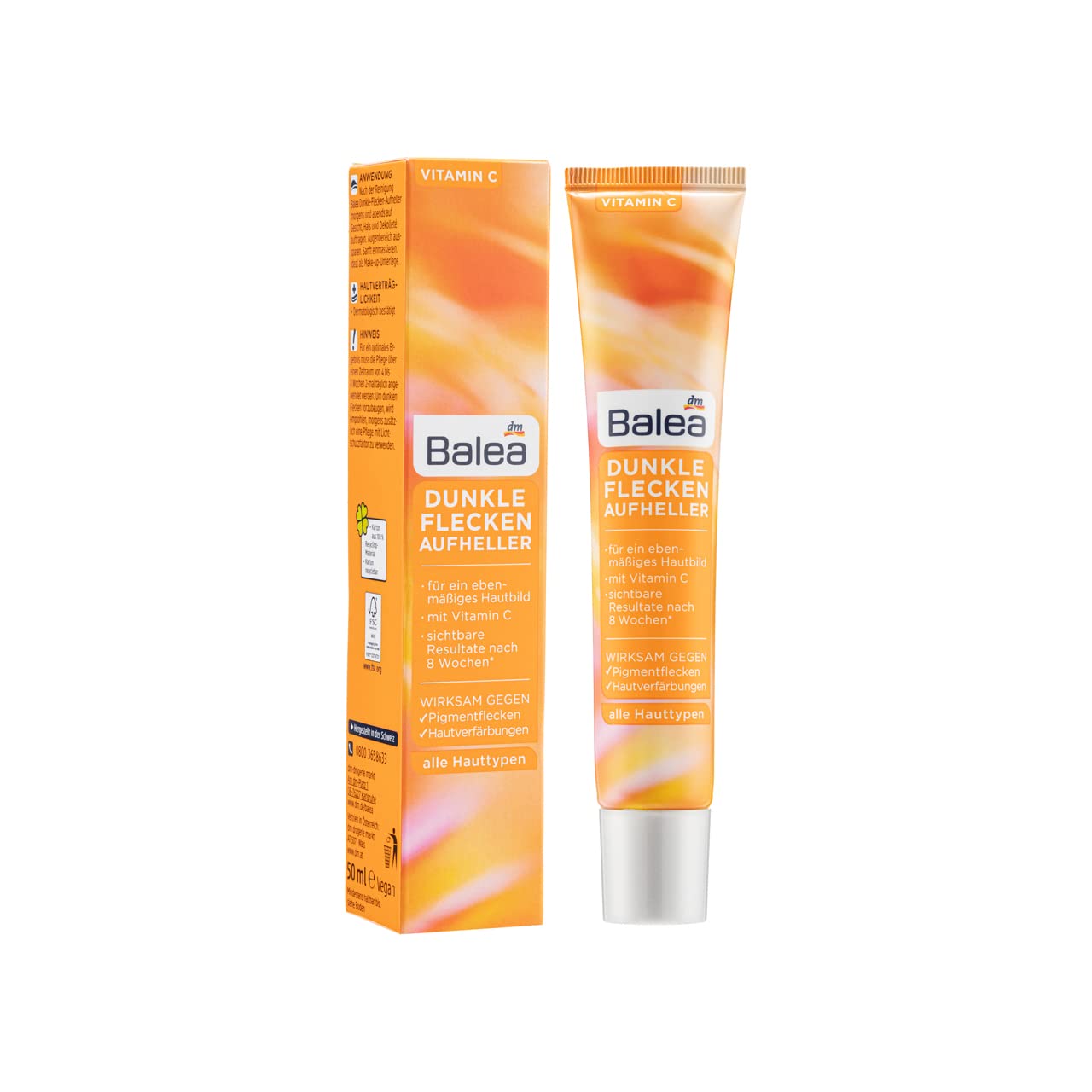 Balea Dark-Spots Brightener with Belides ECOCERT Botanical Skin-Lightener & Concentrated Vitamin C – (Not Tested on Animals / Free From Preservatives, Lactose, Gluten & PEG) - 50ml