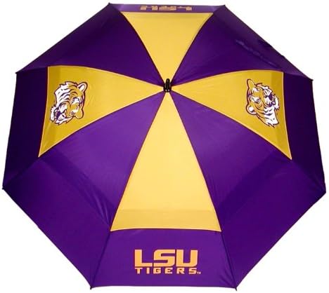 Team Golf NCAA LSU Tigers 62″ Golf Umbrella with Protective Sheath, Double Canopy Wind Protection Design, Auto Open Button Team Golf NCAA LSU Tigers 62″ Golf Umbrella with Protective Sheath, Double Canopy Wind Protection Design, Auto Open Button