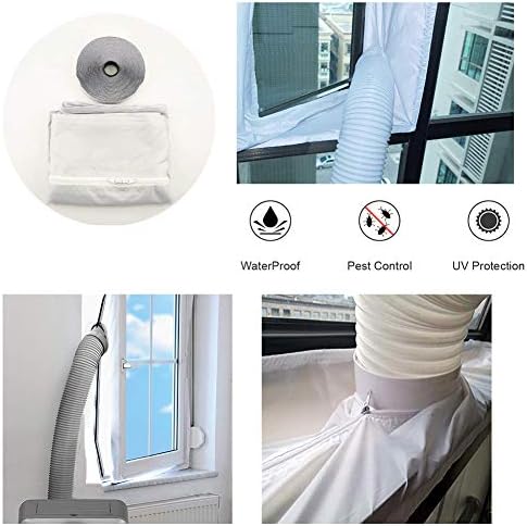 Waterproof Window Seal for Portable Air Conditioner, Window Seal For Portable AC Unit Sealing AC with Zip and Adhesive Fastener Best Way To Seal Tilted Window (grey)