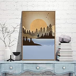 Framed Canvas Wall Art for Living Room, Bedroom Nordic Style Mountains Canvas Prints for Modern Home Decoration Ready to Hang - 16"x24" inches