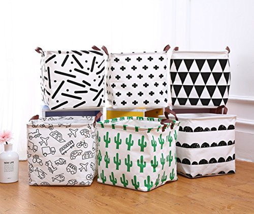 FUNNYGO Canvas Storage Bins Toy Box Square Collapsible Waterproof Nursery Hamper for Laundry,toy organizer, kids hamper,baby room decor (Vehicle) - Thumbnail 2