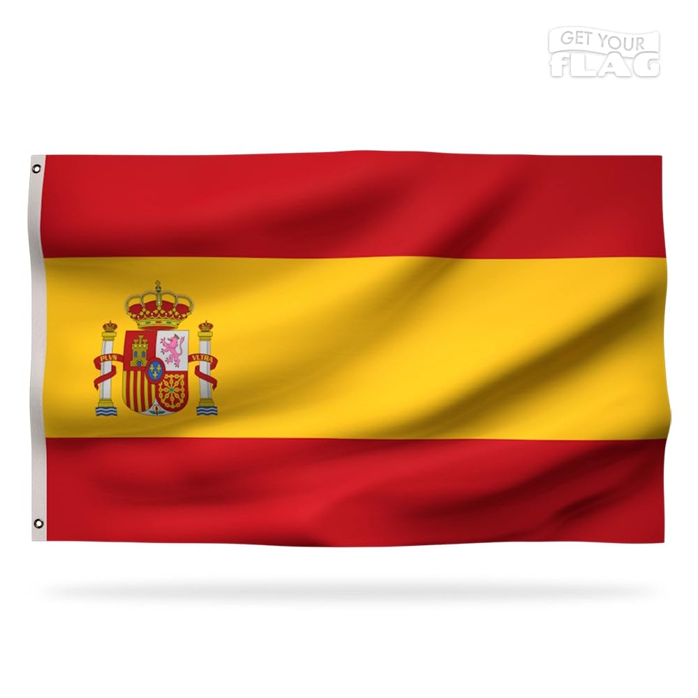 Premium Spanish Flag - Spain Flag 150x90cm, Very Resistant and Excellent Quality with 2 metal eyelets - Be proud of your colors ! — image 1
