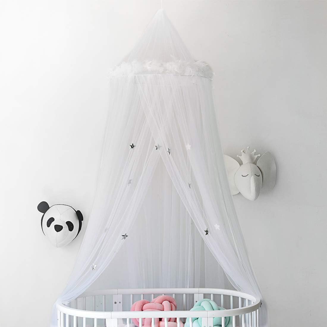 Mosquito Mesh Net Lightweight Bed Canopy for Baby Children, Quick Easy Installation Fly Insect Protection Indoor/Outdoor Nursery Room Decorations White Dome Mosquito Height 250cm/94.5in