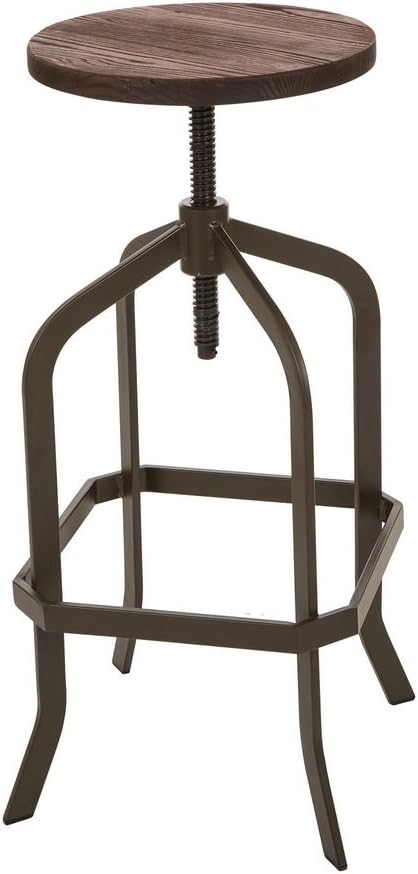 Glitzhome Vintage Barhocker, höhenverstellbar, rustikaler Holzsitz