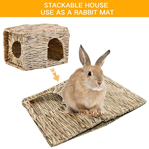 Extra Large Grass House for Rabbits,Natural Hand Woven Seagrass Play