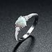 ACEFEEL 925 Sterling Silver Heart Shaped White Opal Engagement Promise Band Ring