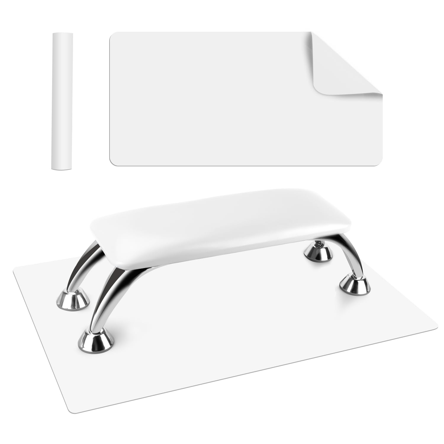 Photo 1 of **MISSING PAD** Arm Rest for Nails Tech with Table Mat for Salons and Home Manicures, Soft Microfiber Leather Nail Hand Rest for Relaxing Arms, Non-slip Height Hand Pillow Cushion Nail Salon Manicure (White)