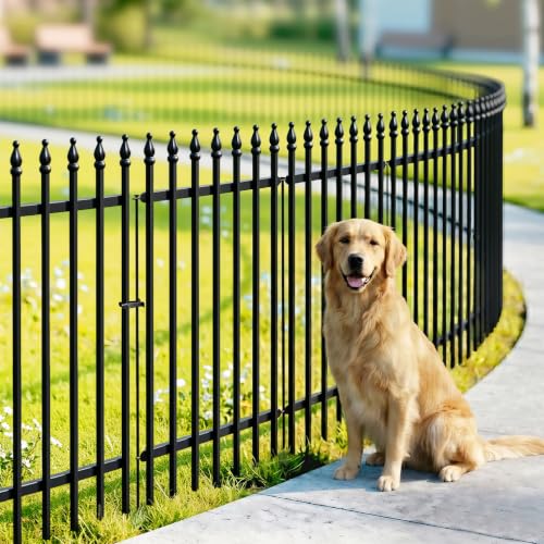 Thealyn Metall Dekorativer Gartenzaun 91 cm H x 3,5 m L, 4 Elemente + 1 Tor