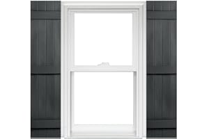 Polaris Homeside 4 Board and Batten Joined Vinyl Shutters (1 Pair) 14-1/2in. x 59in. - 410 Gray