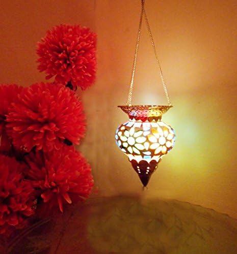 Charming Small Tea Light Holder with Mosaic Work Decorative Mini Hanging Showpiece Candle Votive