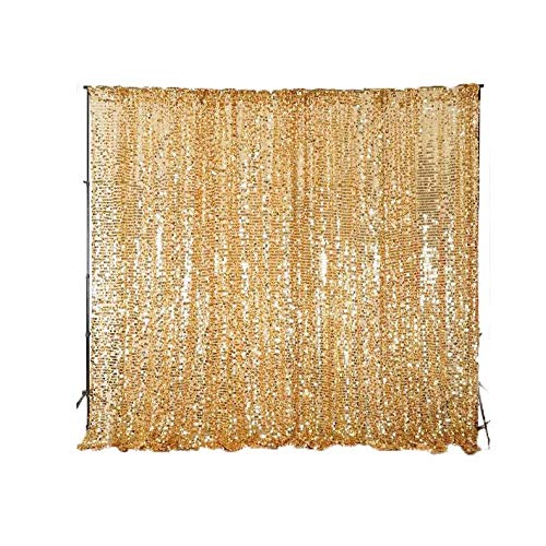 BalsaCircle 20 feet x 10 feet Gold Big Payette Sequin Backdrop Drapes Curtains - Wedding Ceremony Party Photo Booth Home Windows