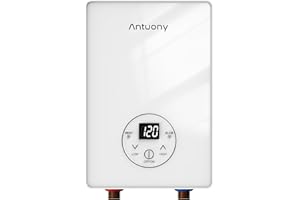 Antuony 110V Tankless Electric Water Heater,4500W Under Sink On Demand Instant Hot Water Heater,LCD Touch Screen tankless Water Heater (White)
