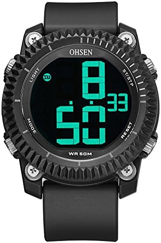 Watches, Mens Fashion Sport Watches Alarm and Stopwatch Waterproof Digital Wristwatch Black