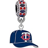 Minnesota Twins Logo Charm Compatible With Pandora Style Bracelets. Can also be worn as a necklace (Included.)
