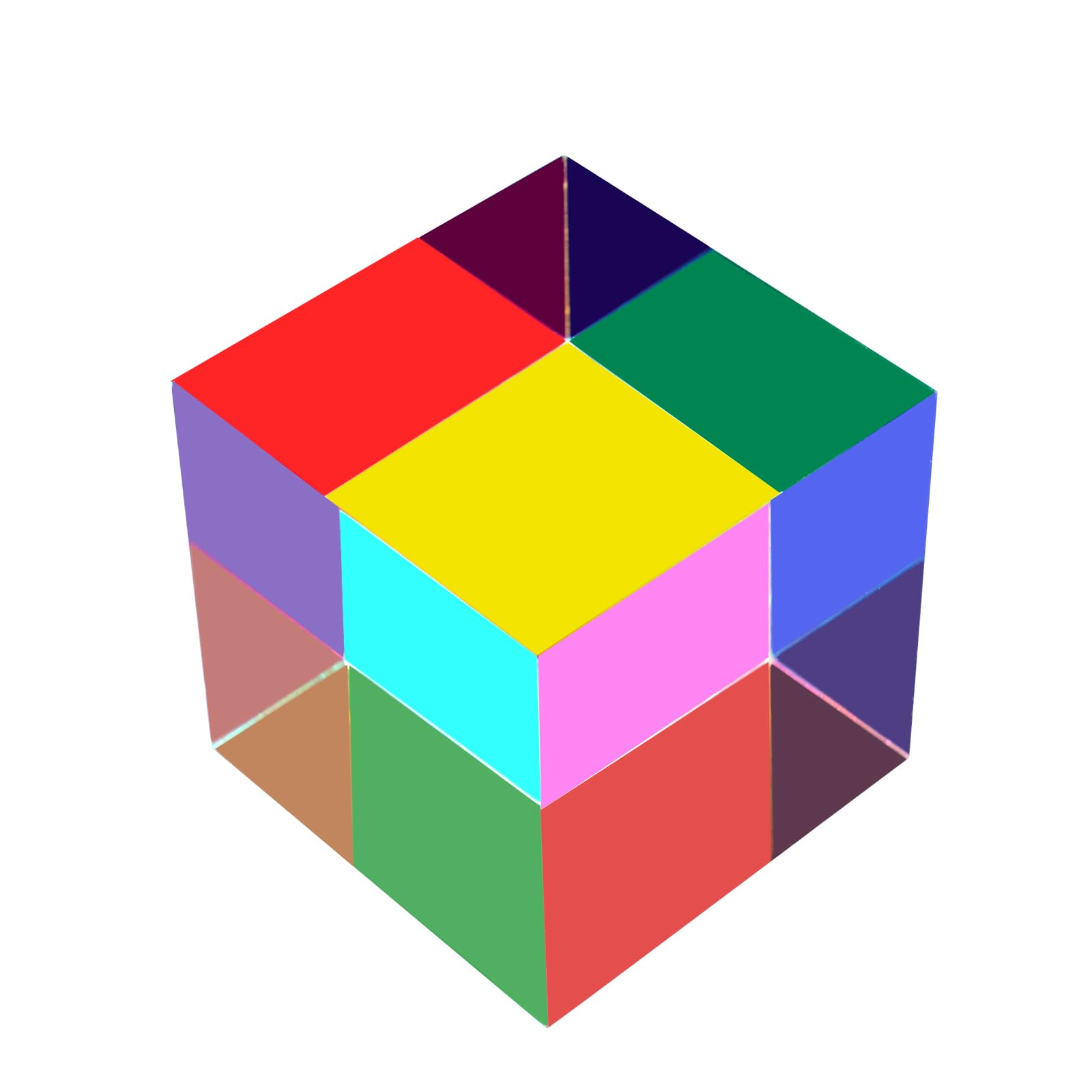 ECBANLI CMY Mixing Color Cube, 50mm (2 inch) Acrylic CMYcube Prism, RGB Dispersion Colour Physics Toy and Desktop Decor — image 1