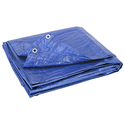 Blue Multi-Purpose 6-Mil Waterproof & UV Resistant 8ft x 10ft Poly Tarp Cover for Tents, Camping Shelter Tarpaulin, Wind Protectors, Garden & Furniture by ENQARGO