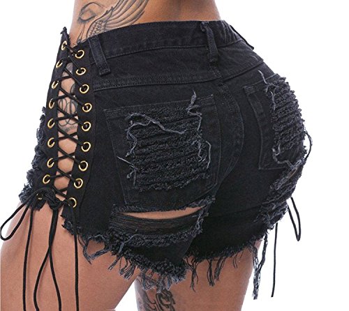 Stretchy shorts pants for women sexy ripped pants beach…
