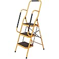 Winado 3 Step Ladder with Handrails, 330lbs Folding Step Stool, w/Non-Slip Side Armrests Large Pedal Area, Suitable for Home Office
