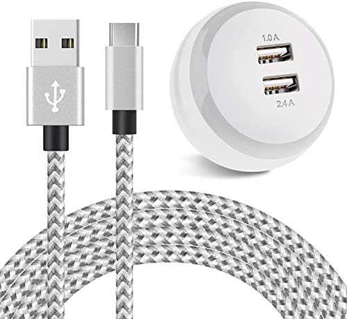 Youer 3FT Micro USB Cable with USB Wall Charger, 24W 3.4A Dual Port USB Travel Adapter, Android Charger Compatible with Samsung Galaxy S7 Edge/S7/S6/S4/S3,Note 5/4/3 - White