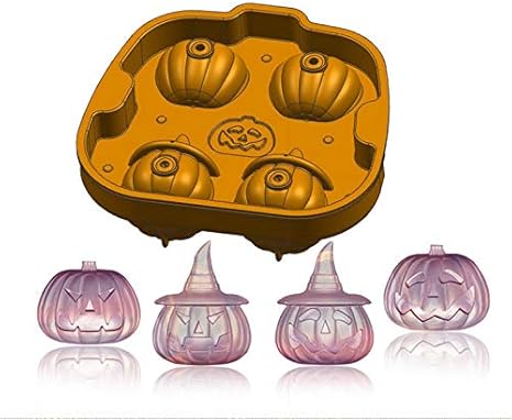 Amazon シリコンモールド 製氷皿 カボチャ型氷 アイスメーカ ハロウィン お茶やお酒用氷が作れる 冷蔵 冷凍専用 かわいい アイス道具 黄色 製菓用品 オンライン通販