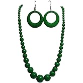 KZL Colorful 80s Neon Acrylic Beaded Necklace Earrings Set Retro Round Beaded Drop Dangle Earrings Chunky Large Beads Resin Choker Necklace Jewelry Set for Women