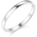 14k White Gold 2mm SOLID COMFORT FIT Plain Wedding Band - Size 5