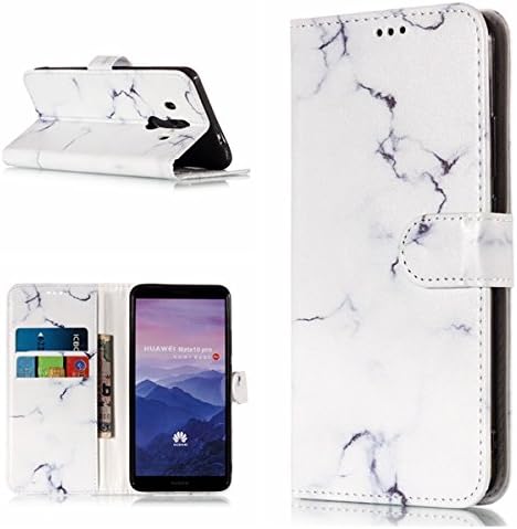 POPUPE for Huawei Mate 10 Pro Wallet Case with Screen Protector,Two Card Slot Marble Flower Leather Back Shell TPU Anti-Scratch Inner Case with Kickstand for Huawei Mate 10 Pro (H)