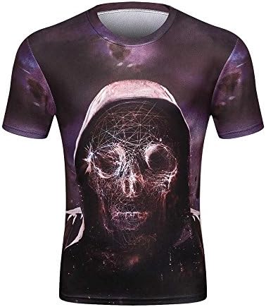 GARQEN Space Galaxy T-Shirt Men 3D T-Shirt Funny Print Cat Horse Shark Cartoon Summer T Shirt Tops Tees D68 L