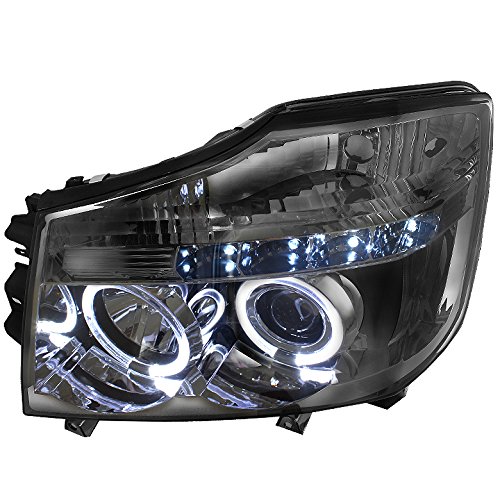 Xtune for 2004-2015 Titan Smoked Halo LED Projector Headlights + Black/Smoked Tail Lights + Smoked Fog Lights 2007 2008 2009