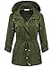 Bifast Ladies Hooded Lightweigt Waterproof Rainwear Outdoor Long Slim Raincoat Army Green XL
