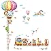 DECOWALL DA-1606N1406A Animal Hot Air Balloon Height Growth Chart and Train Kids Wall Stickers Wall Decals Peel and Stick Removable Wall Stickers for Kids Nursery Bedroom Living Room d?cor