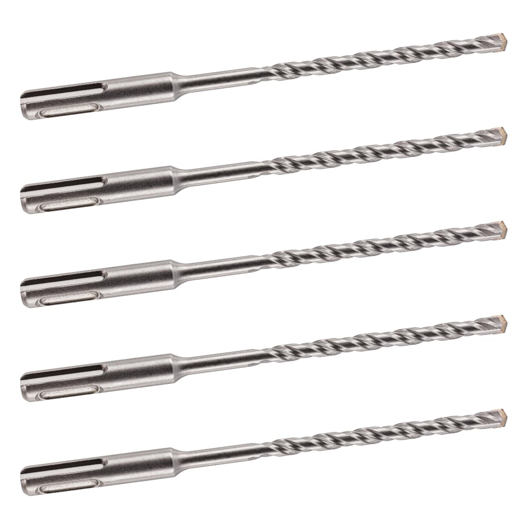 5 PACK OF - 5.5mm x 160mm LONG SDS + PLUS MASONRY DRILL BIT, TUNGSTEN CARBIDE TIP, FOR STONE CONCRETE BRICK