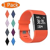KingAcc Fitbit Surge Bands, Silicone Accessory Replacement Band for Fitbit Surge, with Metal Buckle Fitness Wristband Strap WatchBand Women Men Large Small Black, Orange, Gray, Blue, Purple, Plum